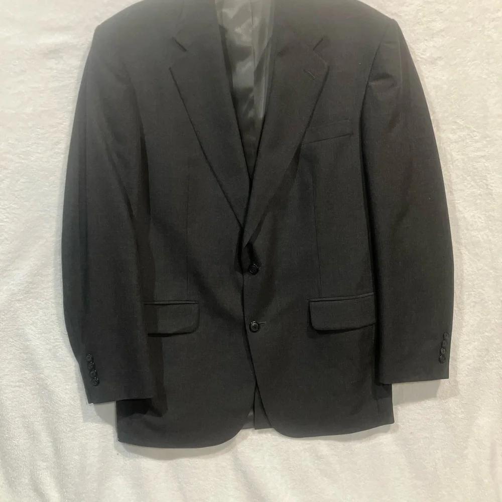 Stafford Mens Charcoal Gray Two Button Notch Lapel Blazer Sport Coat‎ Jacket 42L